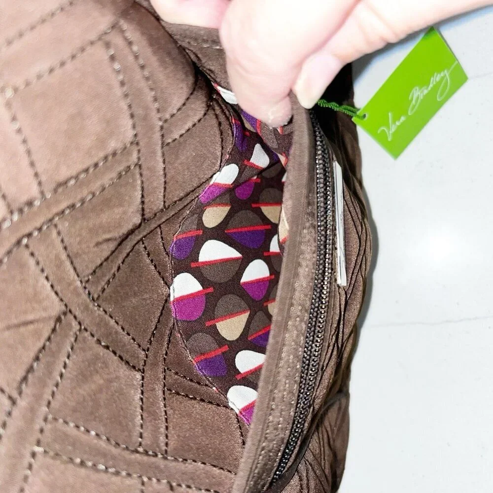 NWT Vera Bradley Brown Quilted Microfiber Hipster